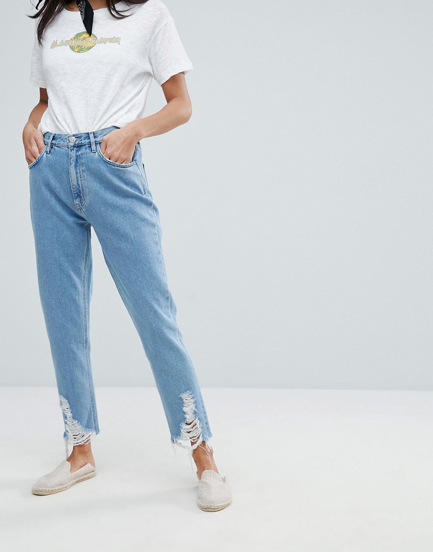 Mih Jeans Mom Jeans With Ladder Distressed Hem