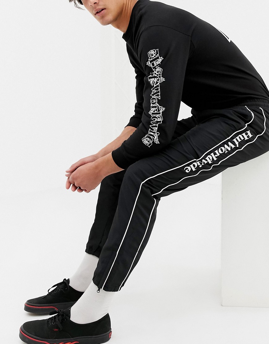 HUF Worldwide Panneled Track Pant In Black