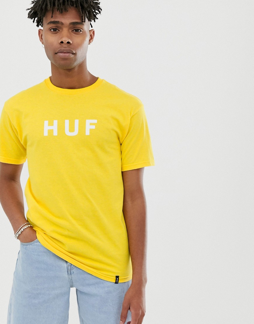HUF Essentials OG Logo t-shirt in yellow