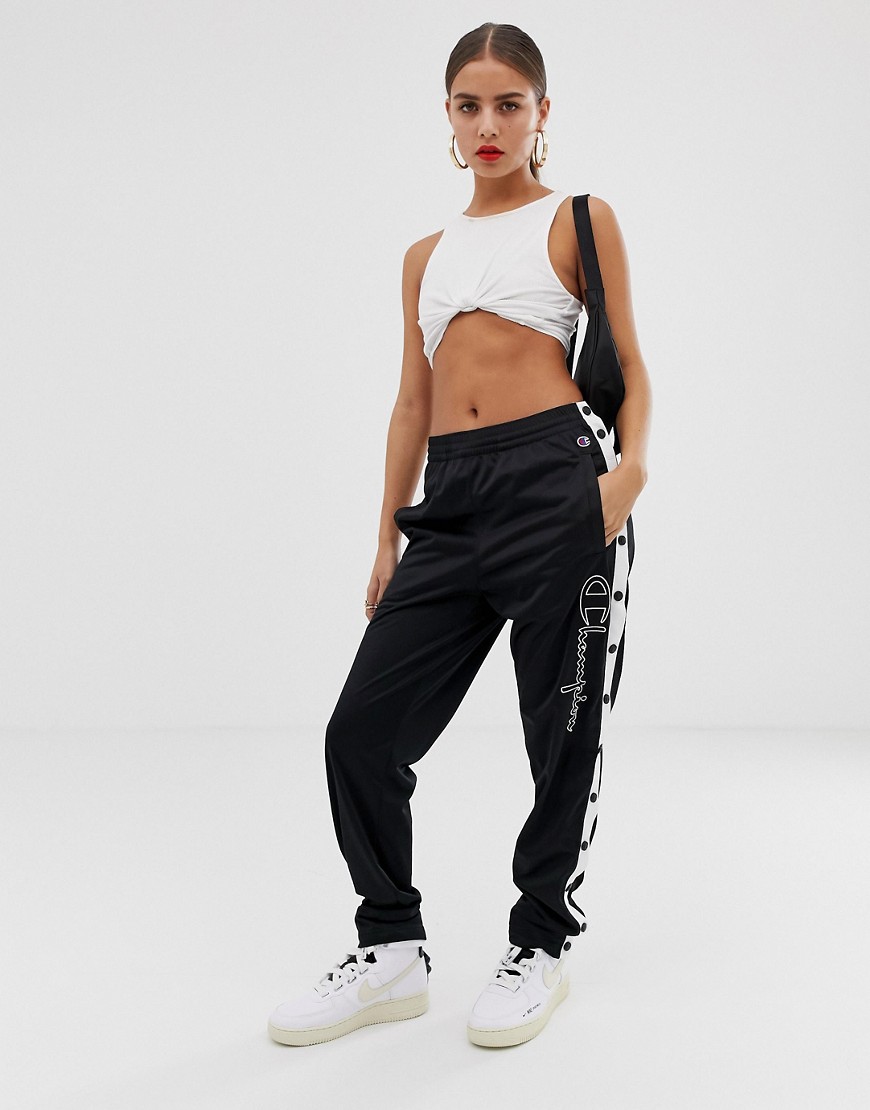 Champion popper tracksuit bottoms with side logo co-ord
