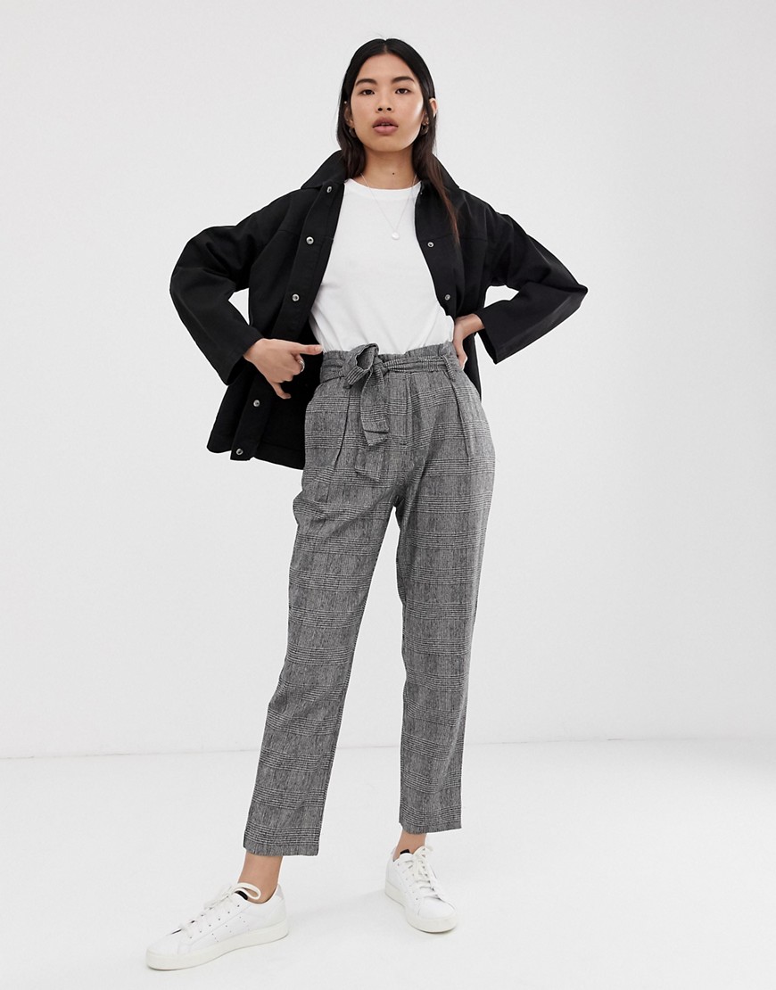 Only paperbag waist check trousers