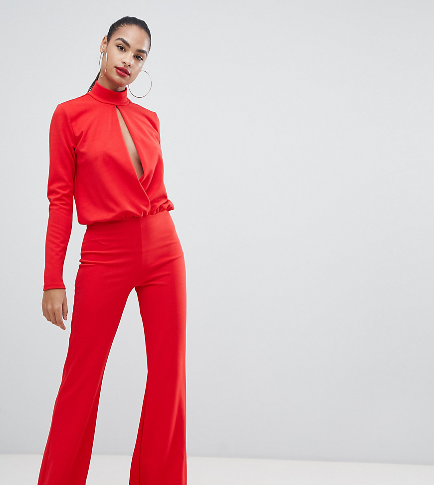 PrettyLittleThing keyhole cut out jumpsuit in red