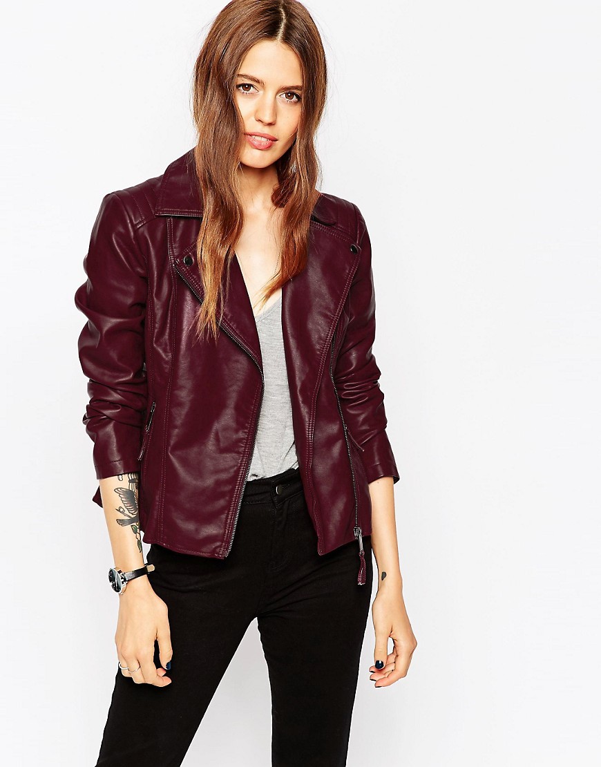 ASOS | ASOS Ultimate Faux Leather Biker Jacket With Stitch Detail at ASOS