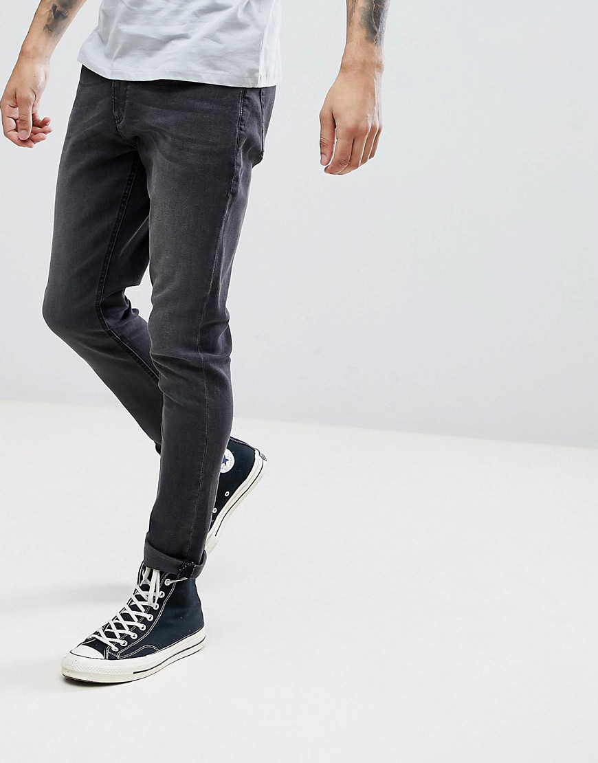 LDN DNM Slim Fit Jeans in Washed Black - Black