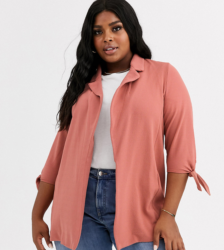 New Look Curve oversized blazer in pink