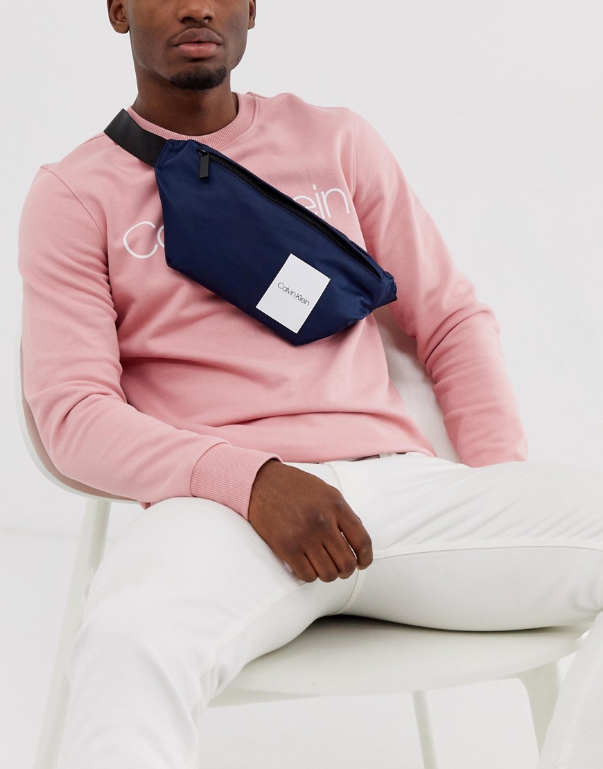 Calvin Klein Item Story logo bum bag in navy