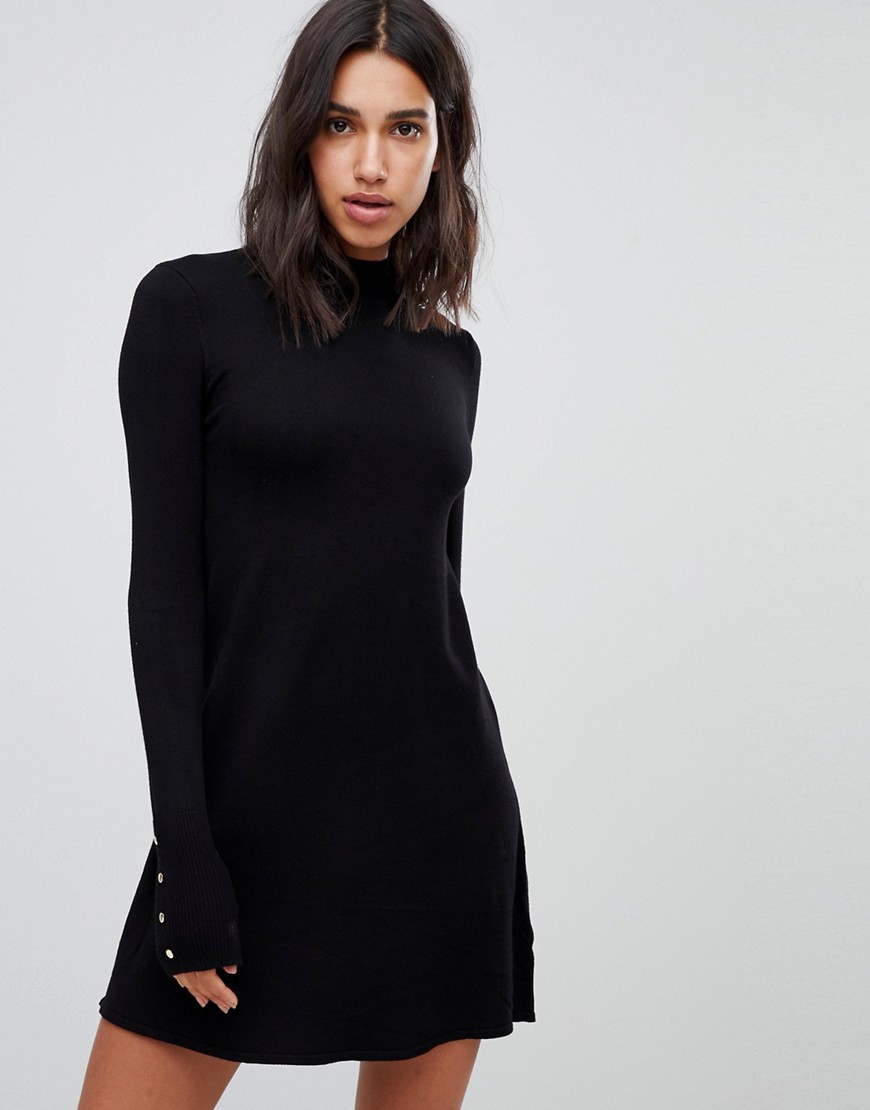 Pimkie high neck knitted jumper dress - Black