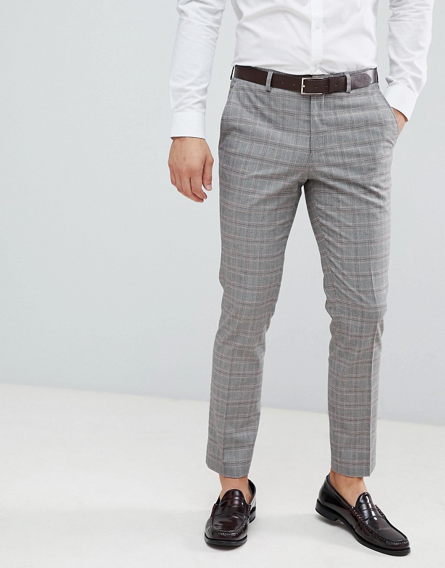 Burton Menswear wedding suit trousers in red check