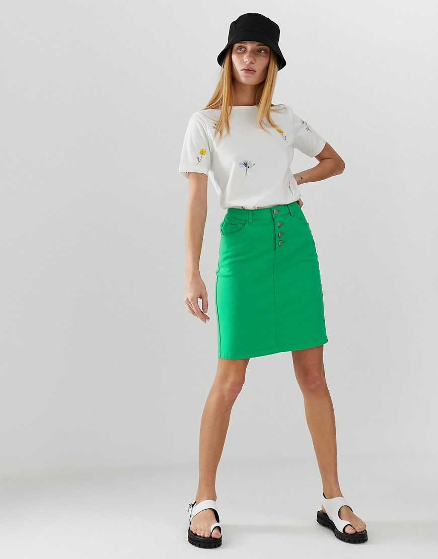 b.Young colourblock denim skirt