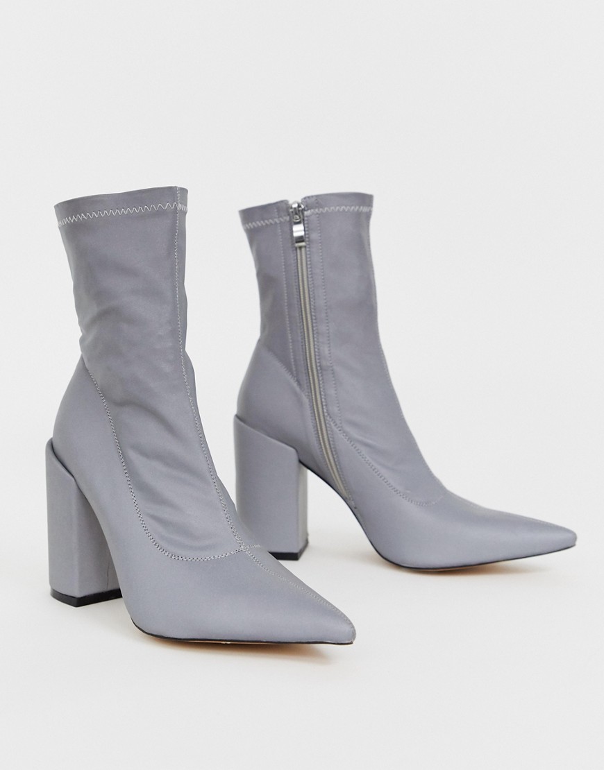 Public Desire Lightning reflective heeled ankle boots