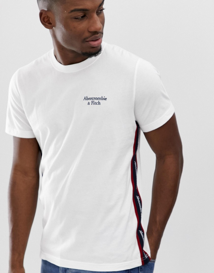 Abercrombie & Fitch logo tape sleeve t-shirt in white