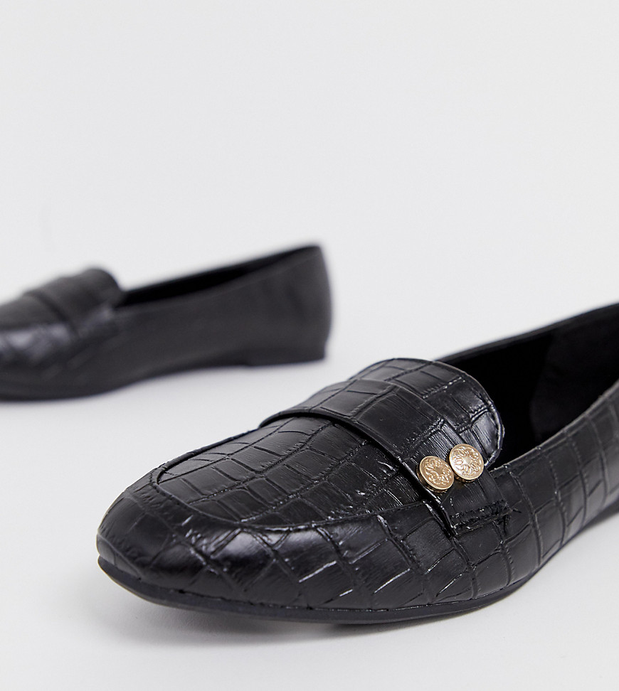 New Look coin detail loafers in black
