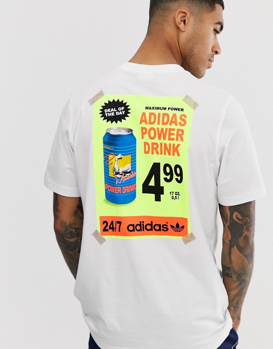adidas Originals bodega t-shirt with poster back print in white