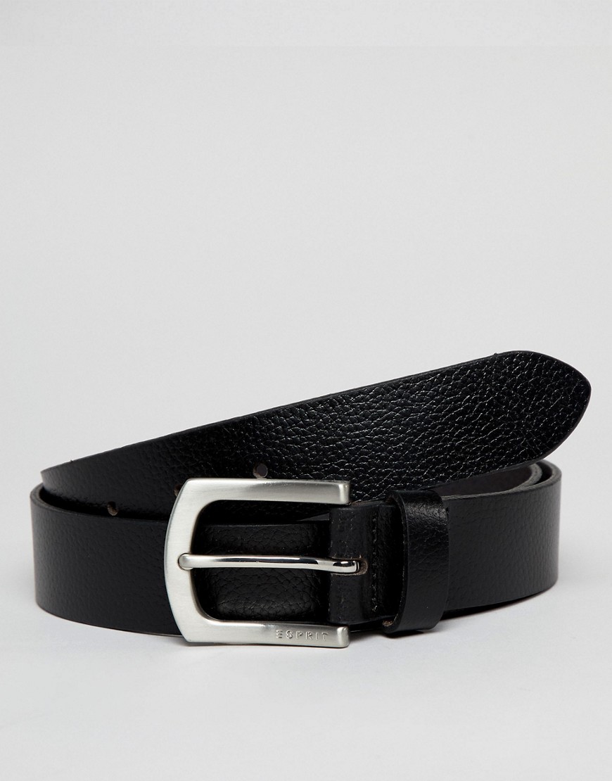 Esprit Leather Jeans Belt In Black - Black