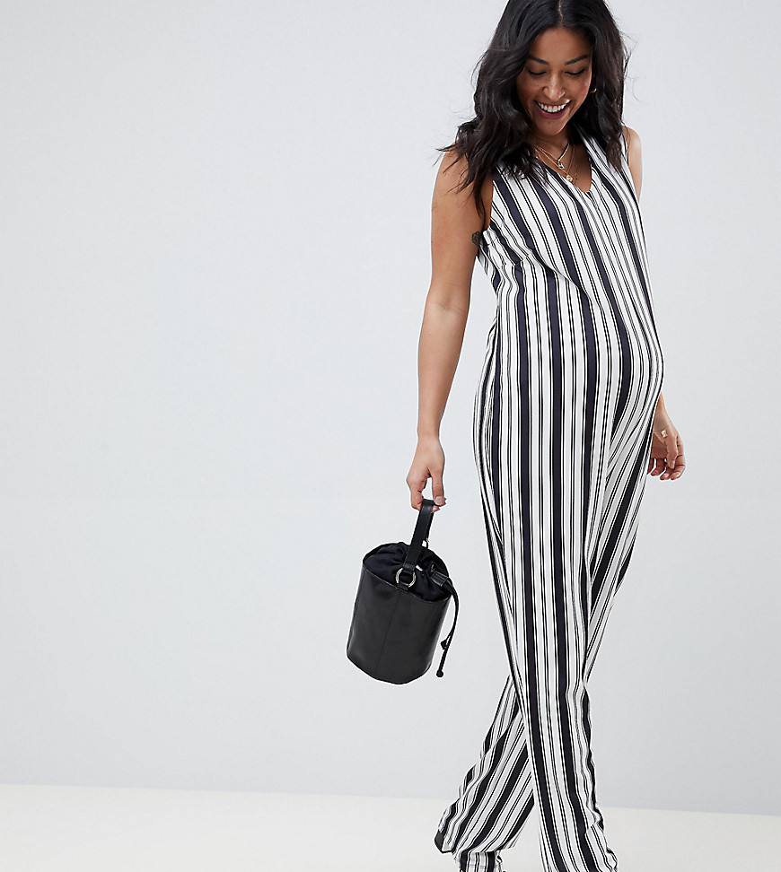 Bluebelle Maternity striped jumpsuit