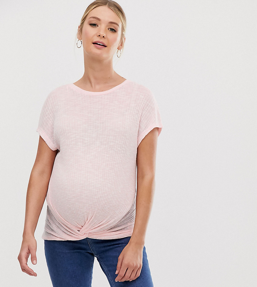 New Look Maternity twist front top in pink