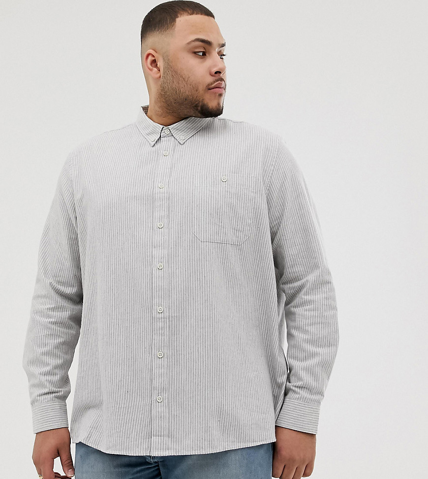 Burton Menswear Big & Tall regular fit shirt in grey stripe