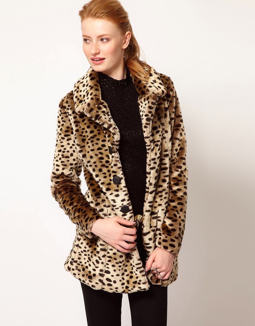 Leopard Print Faux Fur Coat : Women's Animal Print Waistcoat Fashion ...