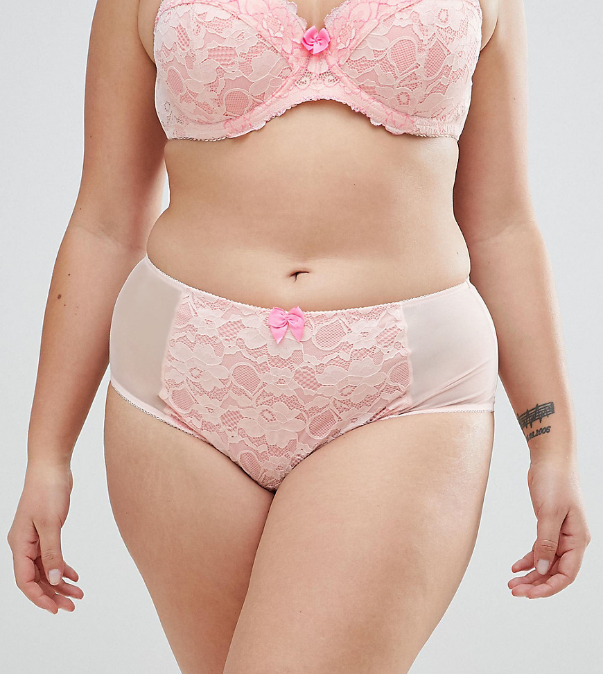 Yours Two Tone Apricot Lace Brief