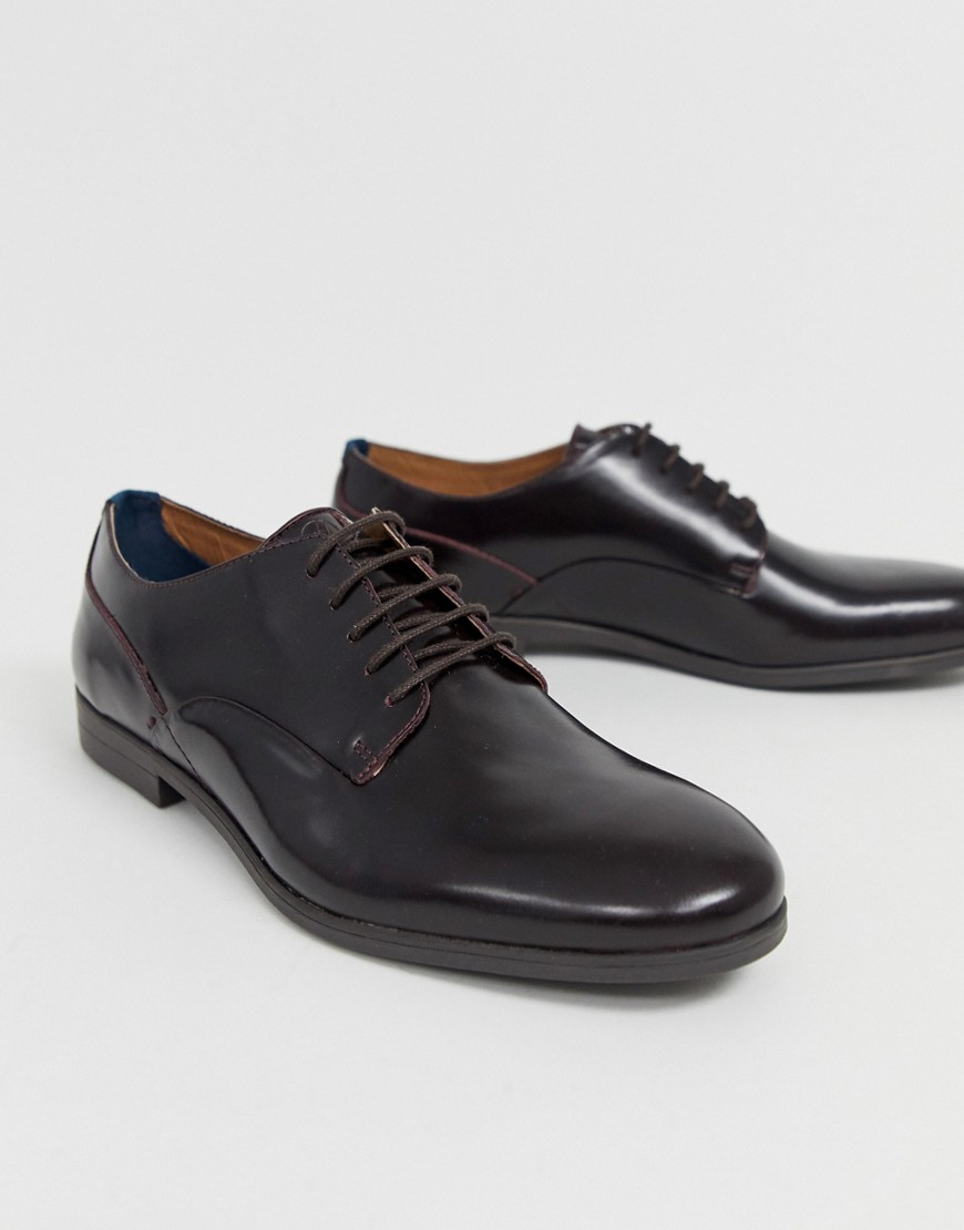 H by Hudson Axeminster lace up shoes in burgundy high shine