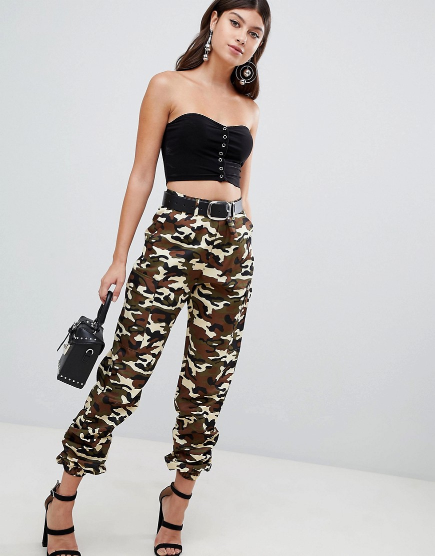 Prettylittlething cargo trousers in camo