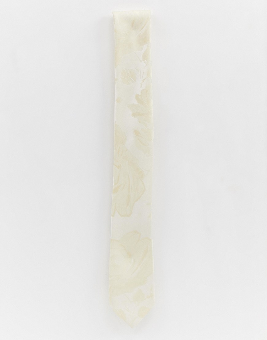 Twisted Tailor tie in cream rose jacquard