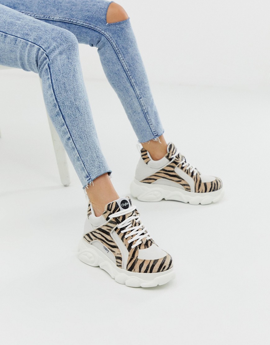 Buffalo Colby Exclusive Low Platform Chunky Sneakers In Zebra-multi