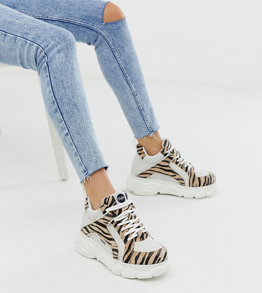 Buffalo Colby exclusive low platform chunky trainers in zebra