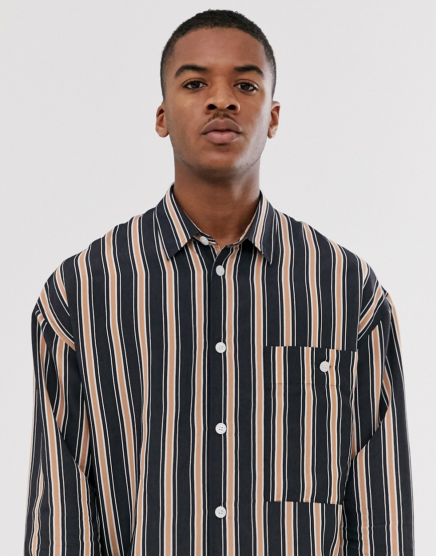 Noak oversized stripe shirt with camel stripe