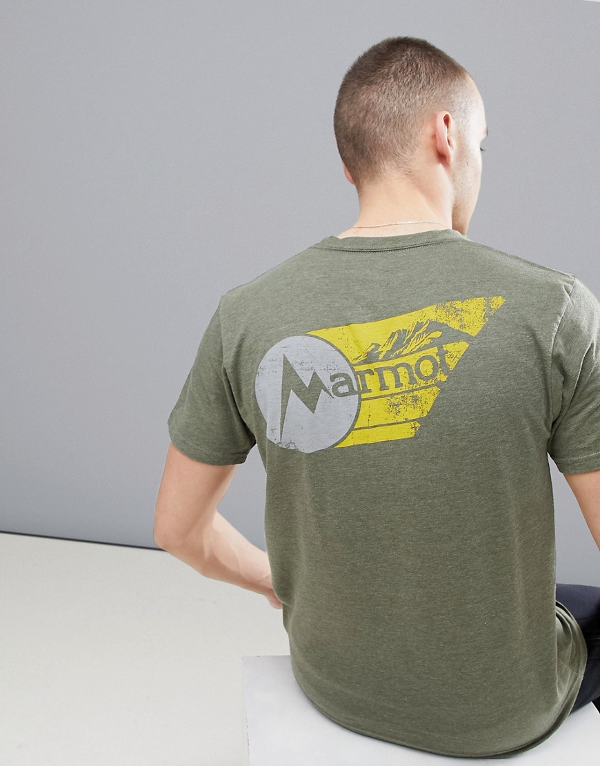 MARMOT MARWING T-SHIRT WITH CHEST LOGO IN OLIVE GREEN - GREEN,433204480