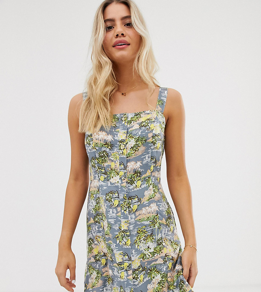 Wednesday's Girl cami pinafore dress in tropical print