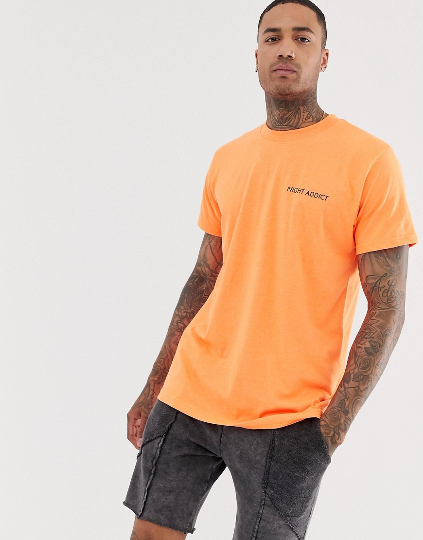 Night Addict oversized neon orange t-shirt