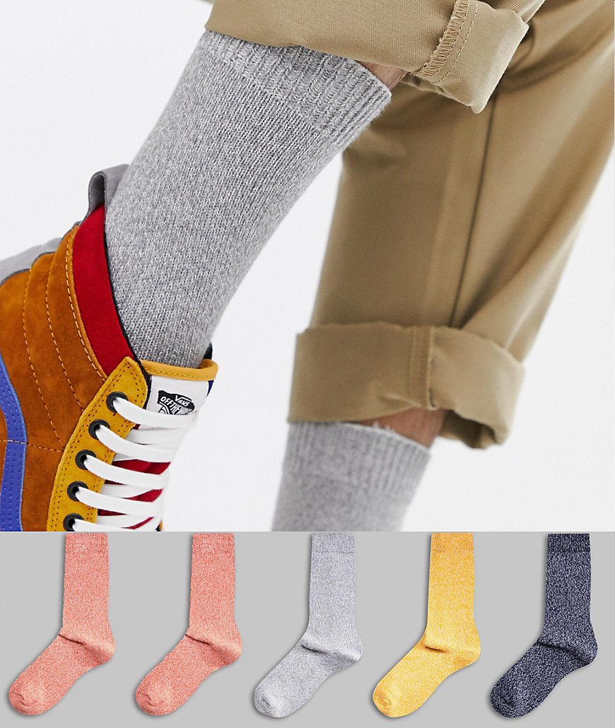 ASOS DESIGN boot socks in heritage twist colours 5 pack - Multi