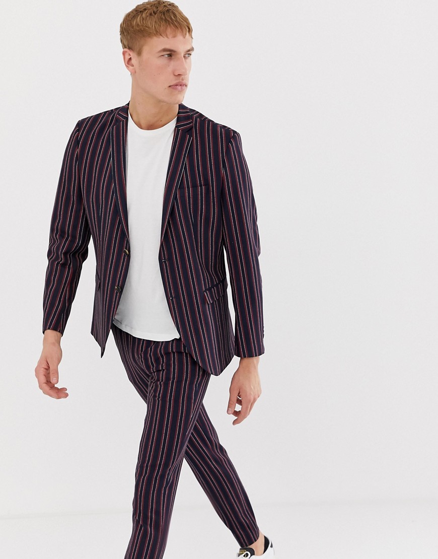 Jack & Jones Premium slim suit jacket in boat stripe