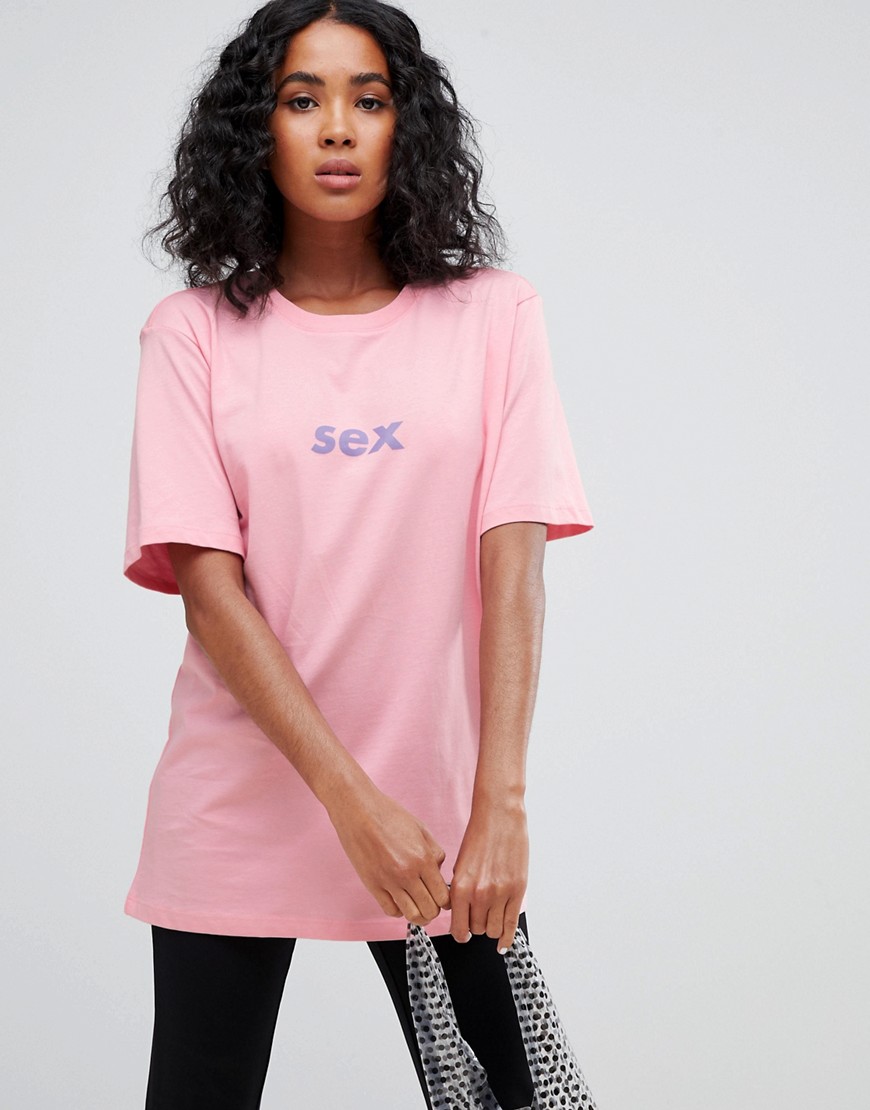 Weekday Organic Cotton statement t-shirt in pink