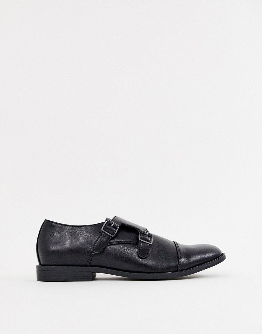 New Look monk strap shoes in black
