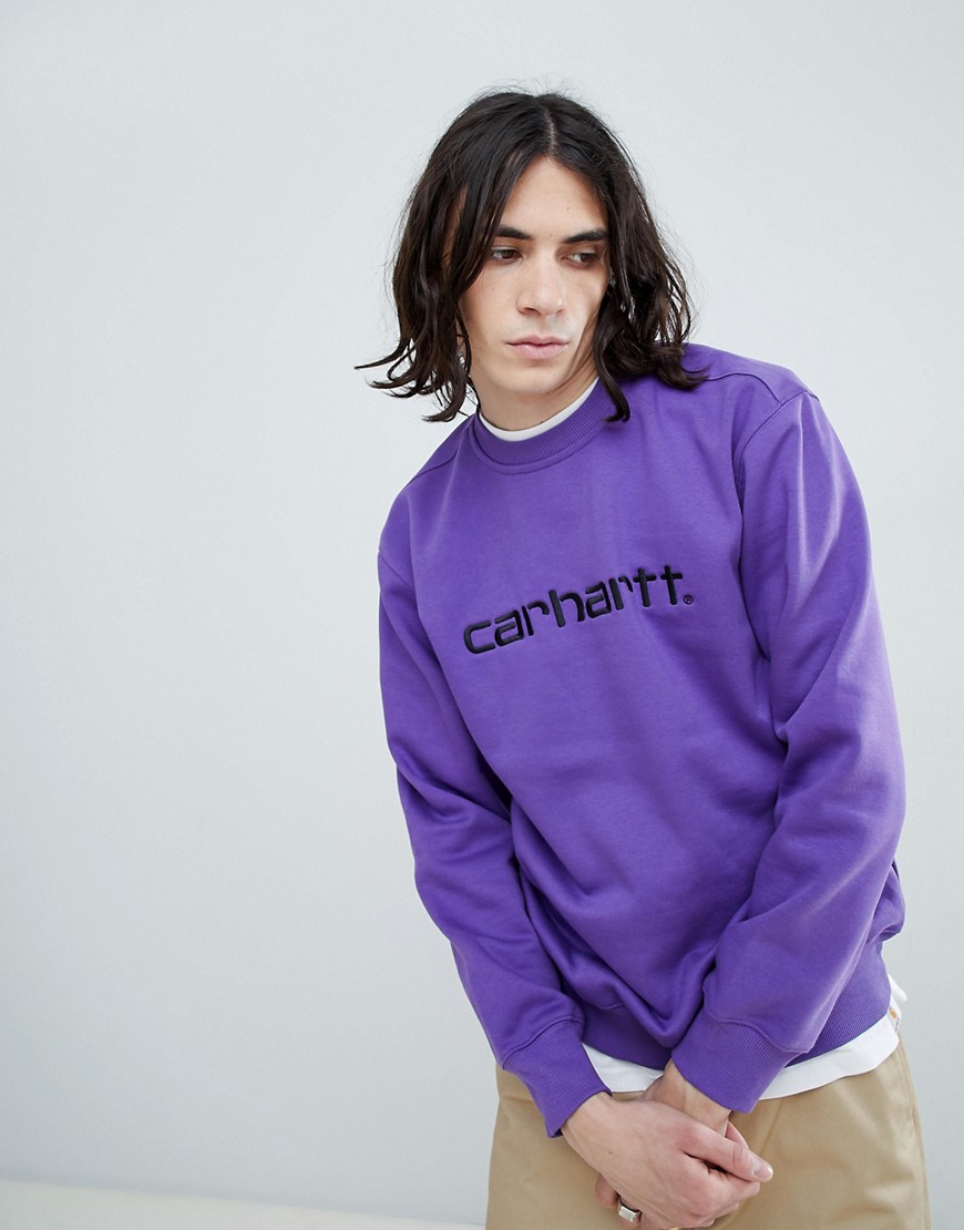 Carhartt WIP embroidered logo sweatshirt in purple
