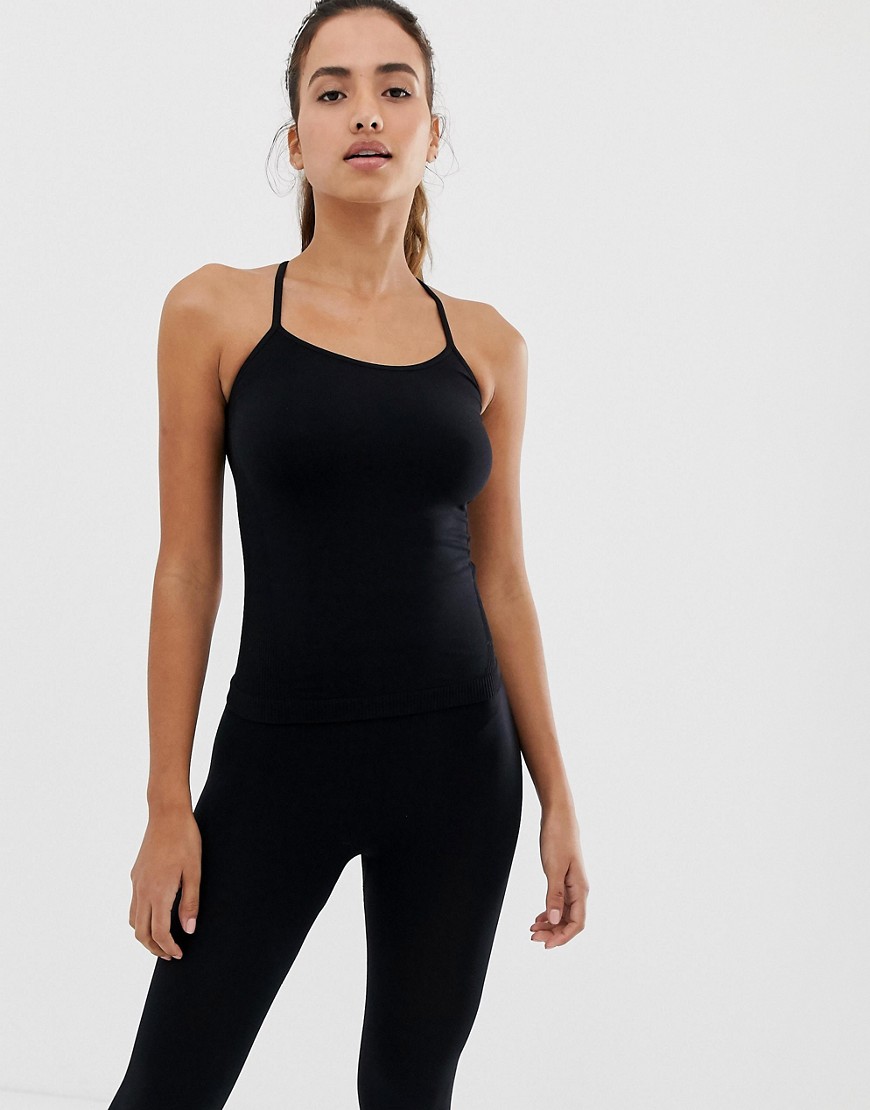 HIIT ribbed seamless vest in black