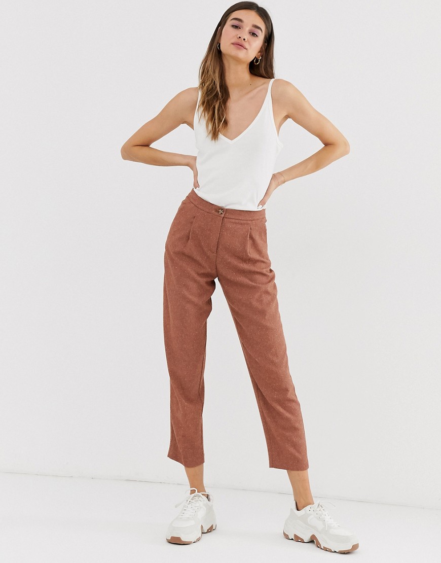 Monki tailored peg trousers in rust