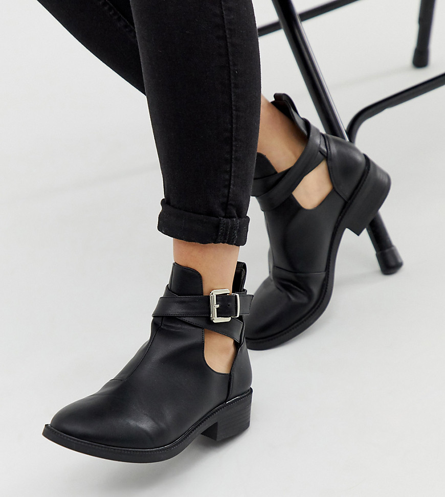RAID Wide Fit Madison cut out flat ankle boots