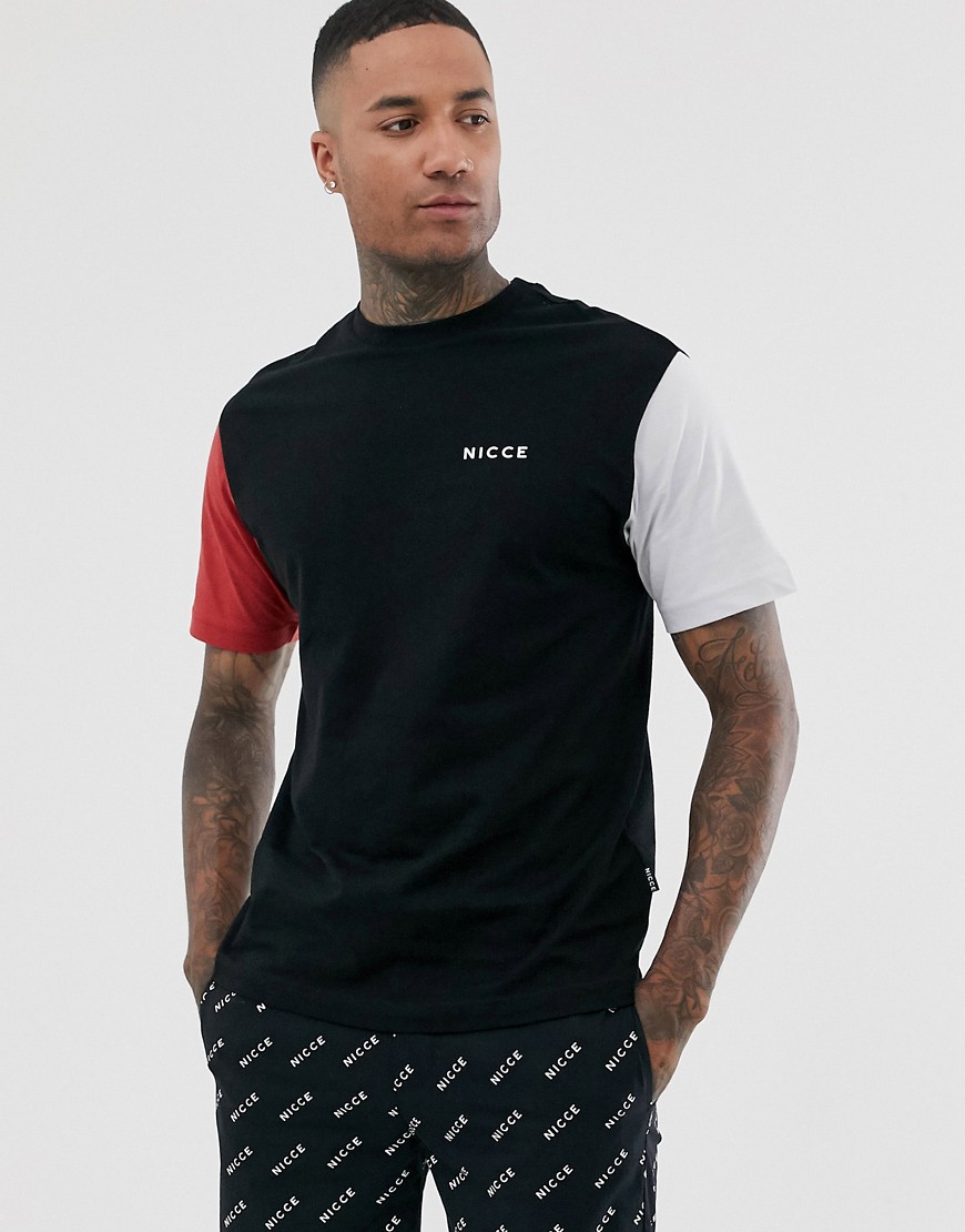 Nicce t-shirt with contrast sleeves in black