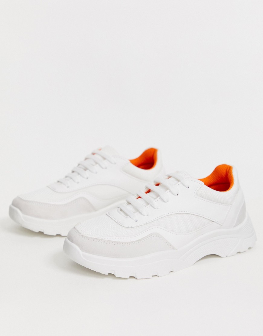 ASOS DESIGN Daliah chunky trainers in white and orange