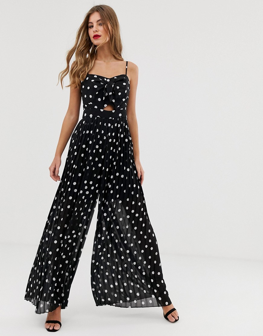Forever New knot front jumpsuit in mono spot
