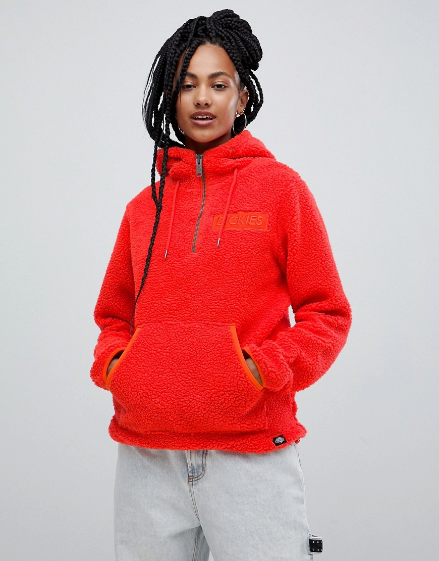 Dickies hoodie with embroidered chest logo in teddy fleece - Orange