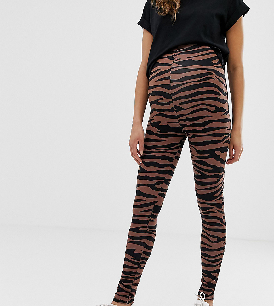 ASOS DESIGN Maternity exclusive leggings in dark tiger print