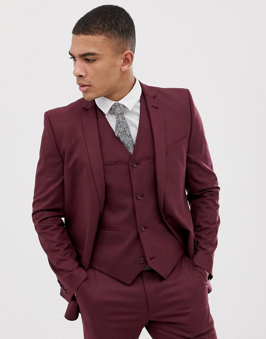 ASOS DESIGN slim suit jacket in light burgundy