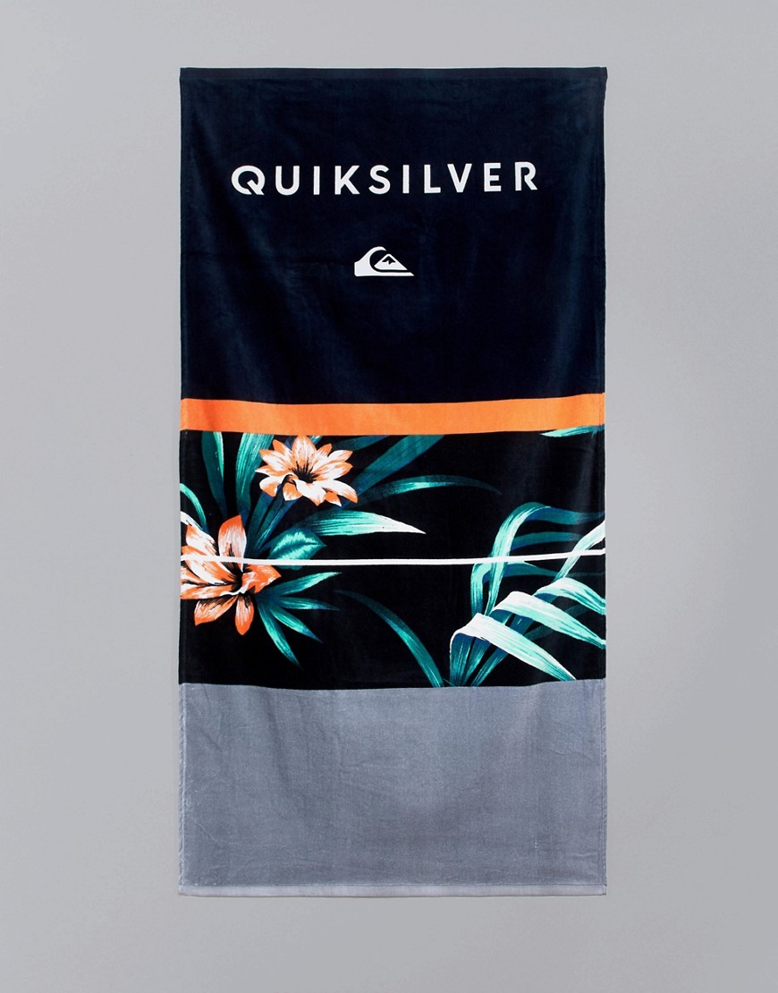 Quiksilver Freshness Towel In Hawaiian Floral Print - Black