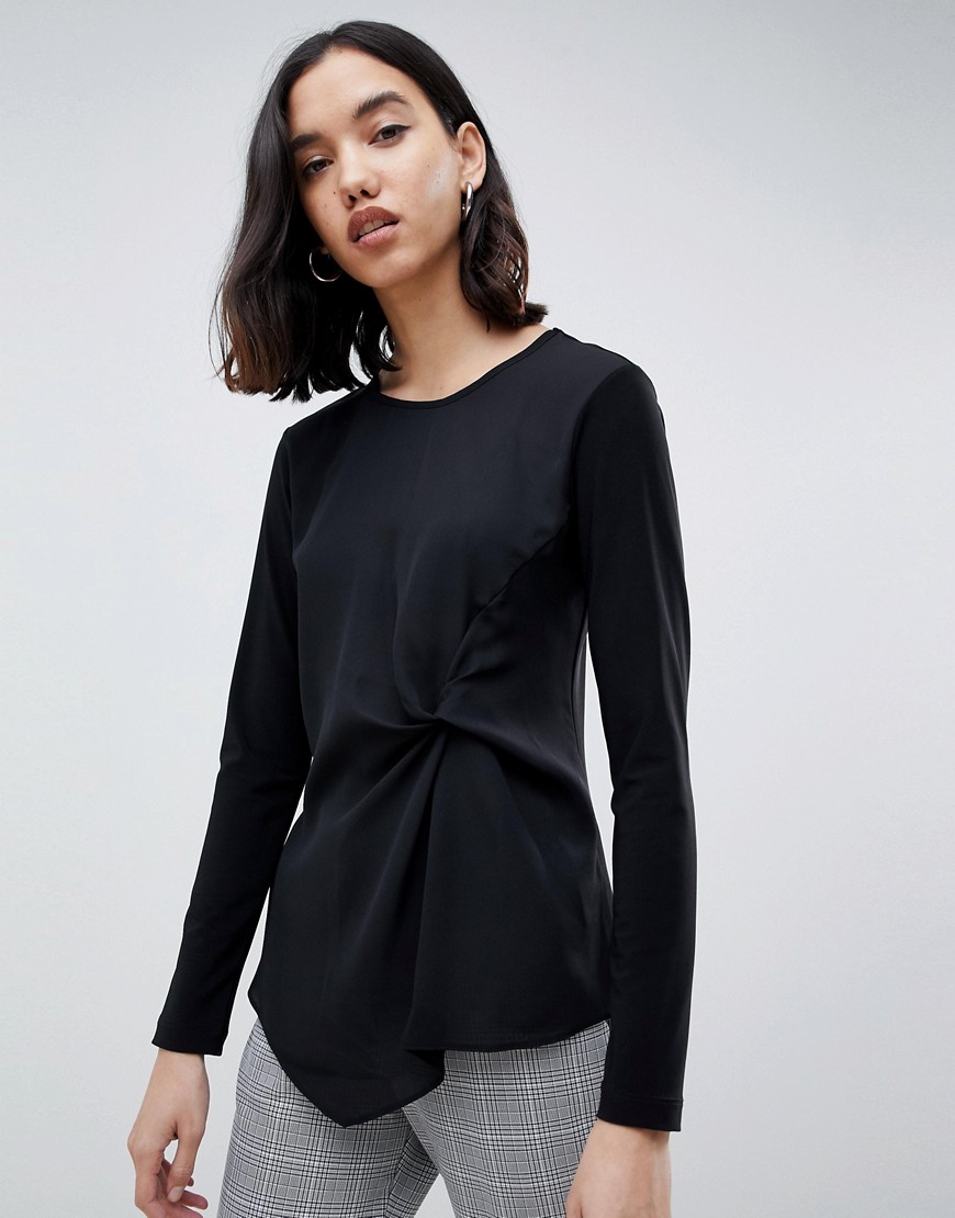 Warehouse twist front blouse in black