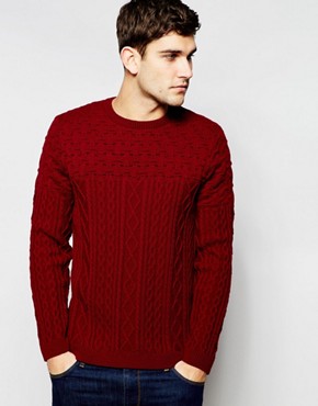 ASOS Cable Knit Jumper with Textured Yoke