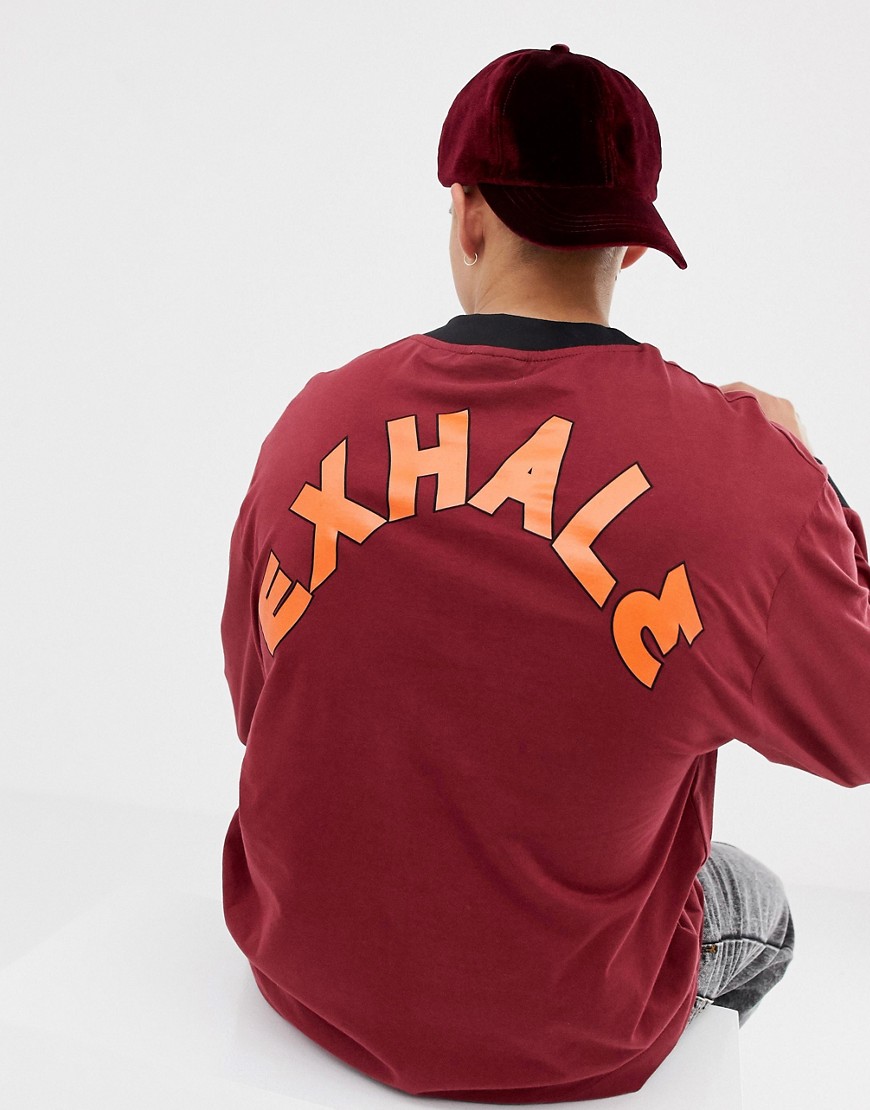 COLLUSION long sleeve t-shirt in burgundy with back print